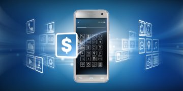 Vector illustration in a realistic style the concept of mobile payments using the application on your smartphone.