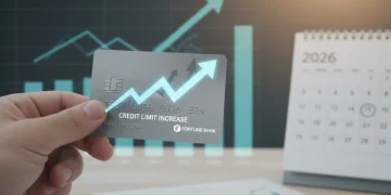 Limite do Cartão: Aumente em 30% até 2026 com o Banco Pessoa segurando um cartão de crédito com seta para cima, simbolizando o aumento de limite até 2026.
