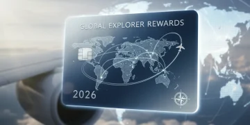 Melhores Cartões de Crédito para Milhas em 2026: Bônus de 20.000 Milhas Cartão de crédito com milhas, avião ao fundo e mapa-múndi, simbolizando viagens e recompensas.