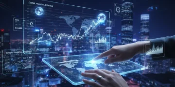 Contas Digitais 2026: 5 Atualizações Essenciais para Gestão Financeira Interface futurista de conta digital com dados financeiros, gráficos e elementos holográficos, representando as inovações de 2026.