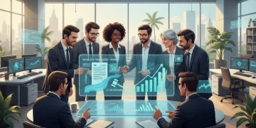 Novas Leis Trabalhistas 2026: Guia Completo para Empresas e Colaboradores Profissionais analisando documentos digitais sobre as novas leis trabalhistas de 2026.