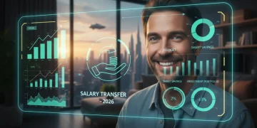Portabilidade de Salário para Conta Digital: Ganhos até 15% em 2026 Pessoa sorrindo ao ver gráficos financeiros em uma tela de celular, simbolizando ganhos com portabilidade de salário para conta digital.
