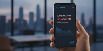 Tela de smartphone mostrando saldo negativo e limite de cheque especial em conta digital em 2026.