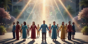 Pessoas diversas unidas, simbolizando direitos humanos e justiça social no Brasil.